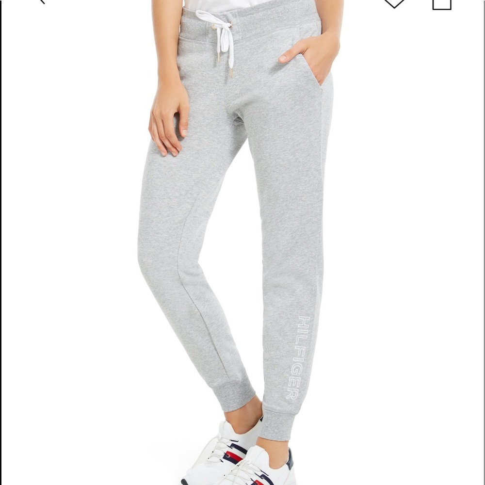 Tommy Hilfiger embroiders smooth-knit jogger pants